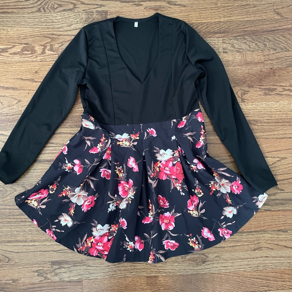 Black dress with flowers